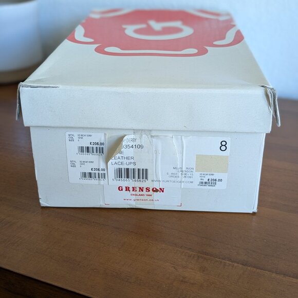 Grenson Derby Men's Black Hi Shine Heritage Leather Brogue Wingtip in Wine - Picture 5 of 5